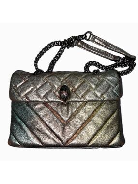 Kurt Geiger Quilted Metallic Shoulder Bag with Chain Strap in leather